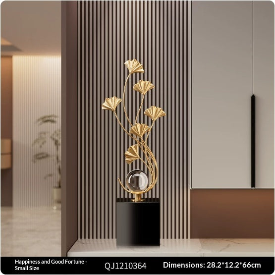 Luxury High-end Decorative Accent Piece For The Entryway Featuring Ginkgo Leaves