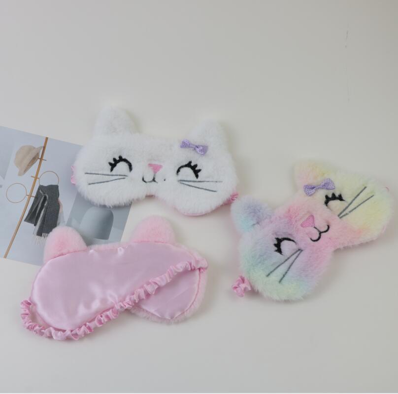 New Owl Eye Mask Gradient Colorful Plush Eye Mask