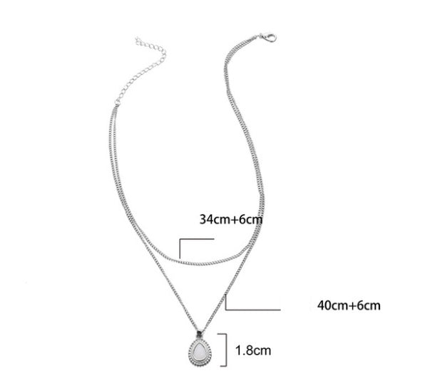 Water drop pendant multilayer necklace