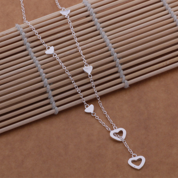 925 Silver Jewelry Silver Plated Necklace Korean Fashion Heart Necklace Xianmei Wholesale Jewelry