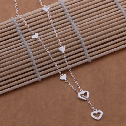 925 Silver Jewelry Silver Plated Necklace Korean Fashion Heart Necklace Xianmei Wholesale Jewelry