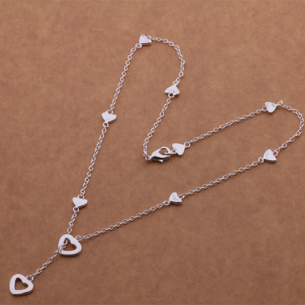 925 Silver Jewelry Silver Plated Necklace Korean Fashion Heart Necklace Xianmei Wholesale Jewelry