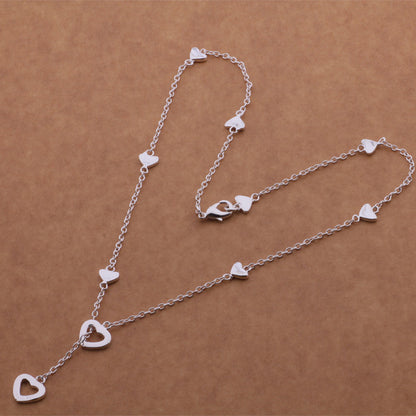 925 Silver Jewelry Silver Plated Necklace Korean Fashion Heart Necklace Xianmei Wholesale Jewelry