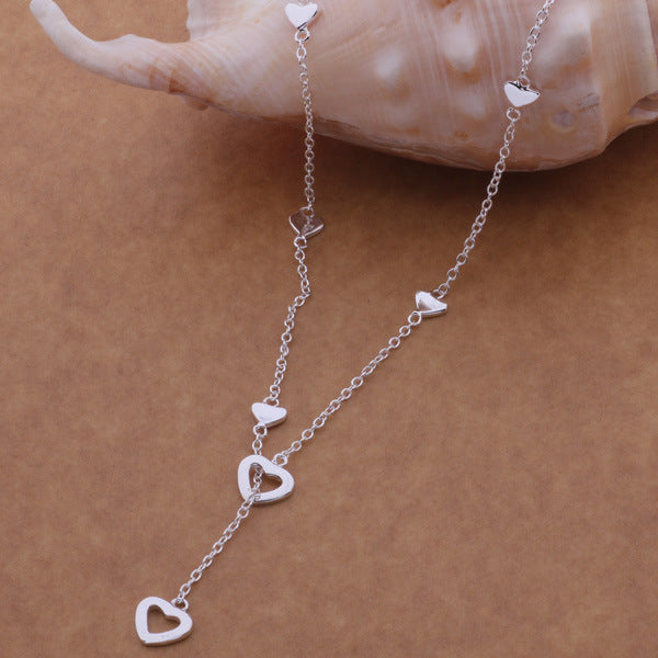 925 Silver Jewelry Silver Plated Necklace Korean Fashion Heart Necklace Xianmei Wholesale Jewelry