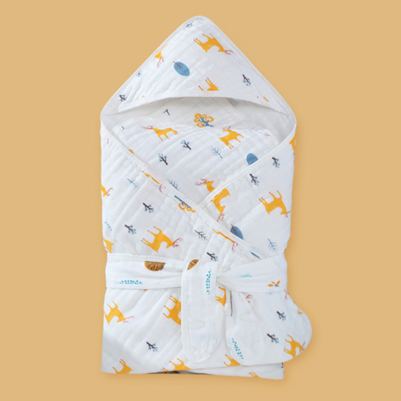 Pure Cotton Gauze Spring Newborn Cotton Hooded Bath Towel Baby Blanket
