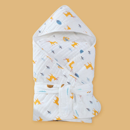 Pure Cotton Gauze Spring Newborn Cotton Hooded Bath Towel Baby Blanket