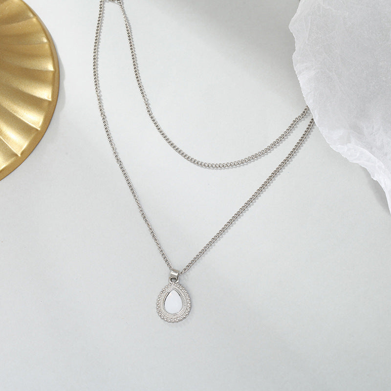 Water drop pendant multilayer necklace