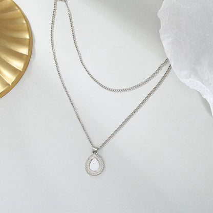 Water drop pendant multilayer necklace