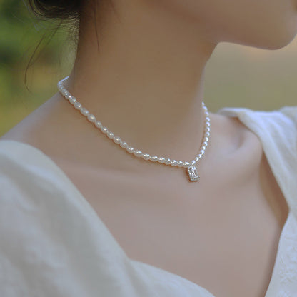 Women's Water Drop Square Pearl Necklace