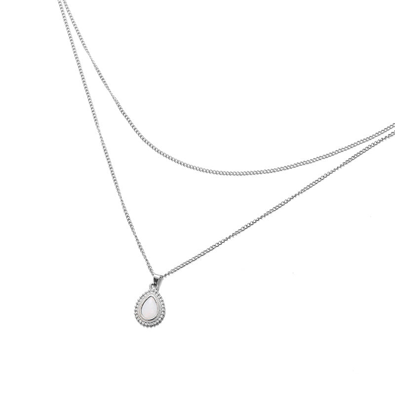 Water drop pendant multilayer necklace