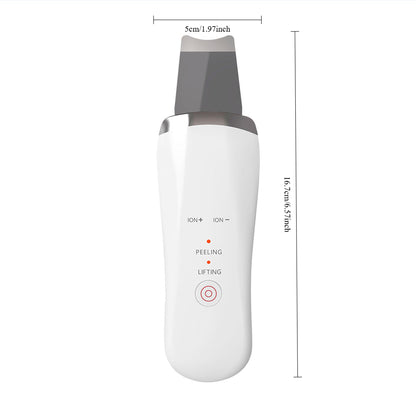 Electric Ultrasonic Skin Scrubber Face Spatula Home Ultrasonic Skin Scrubber Facial Cleaner Handheld Mini Derma Galvanica Tightening Face Scrubber Machine Skin Scrubber USB Ultrasonic