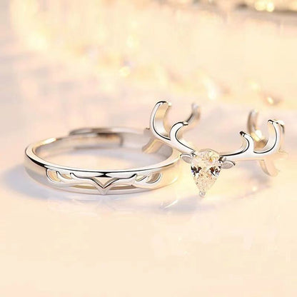 Silver Plated Couple Rings A Pair Of European And American Diamond Rings