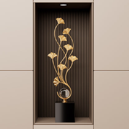 Luxury High-end Decorative Accent Piece For The Entryway Featuring Ginkgo Leaves