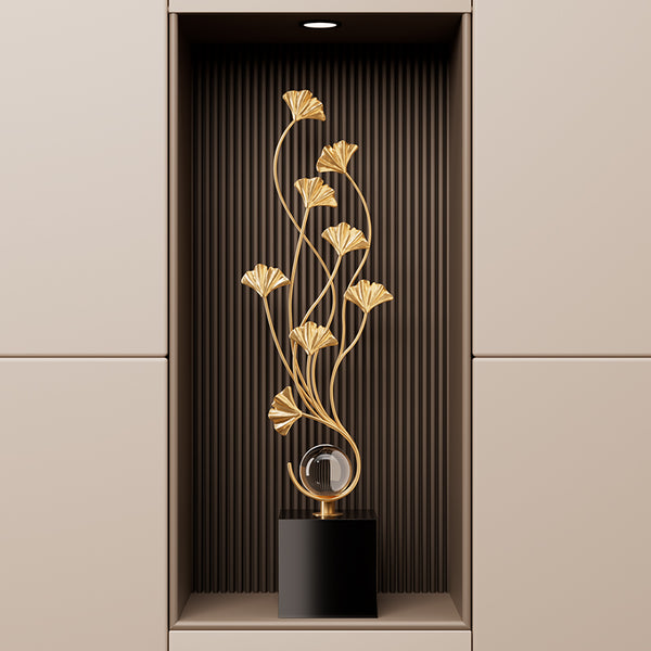 Luxury High-end Decorative Accent Piece For The Entryway Featuring Ginkgo Leaves