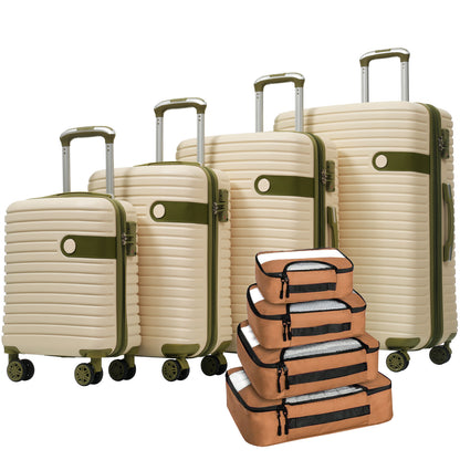 4 Piece Luggage Set Suitcase Set, ABS Hard Shell Lightweight Expandable Travel Luggage With 4 Packing Cubes, TSA Lock, Spinner Wheels For Men Women16-20-24-28