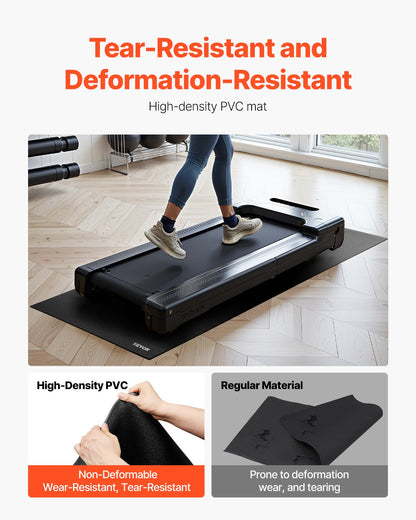 Treadmill Mat For Carpet Floor, 1/4" Thick, 30" X 72" Exercise Equipment Mat For Treadmills, Stationary & Recumbent Bikes, High Density PVC Floor Protector, Waterproof And Non-slip For Home Gym