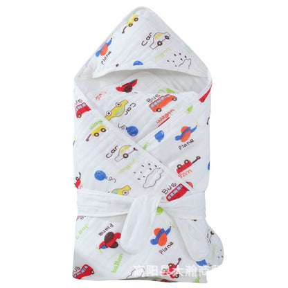 Pure Cotton Gauze Spring Newborn Cotton Hooded Bath Towel Baby Blanket