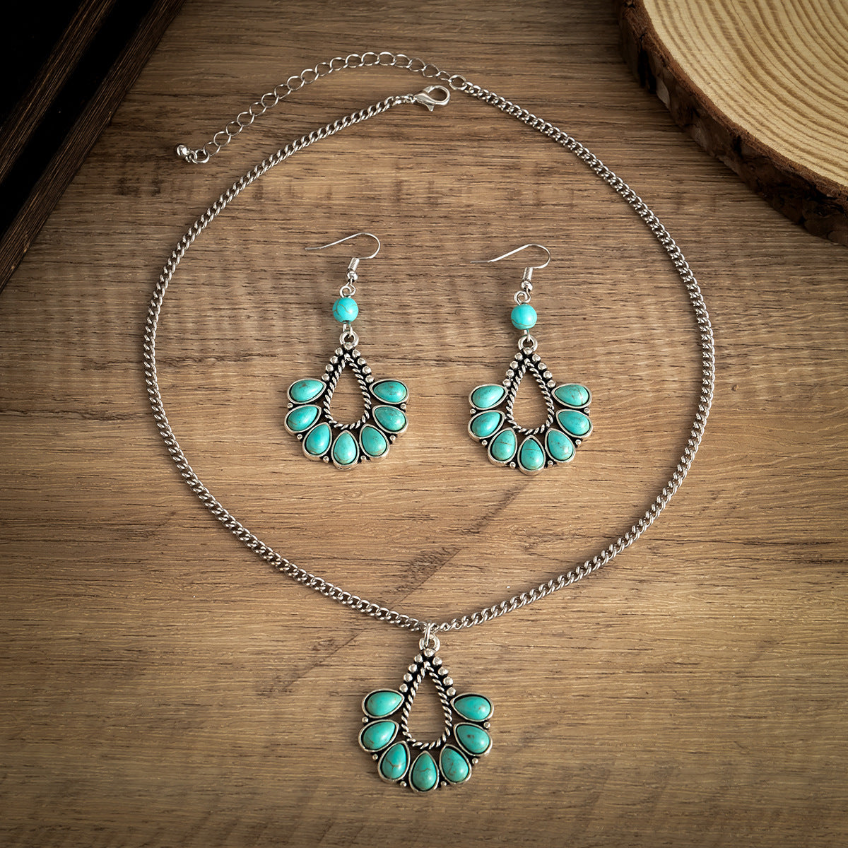 Vintage Water Drop Tassel Necklace Suit