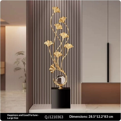 Luxury High-end Decorative Accent Piece For The Entryway Featuring Ginkgo Leaves