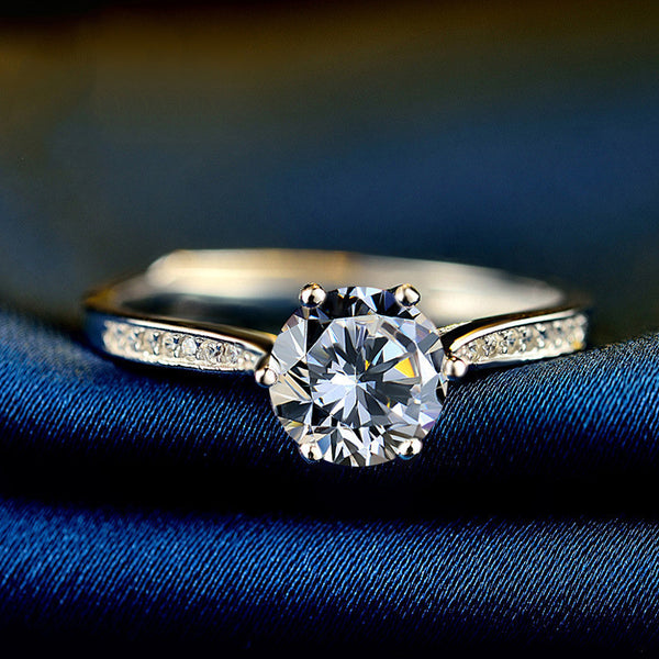 Female Korean Version Of Simple Zircon Jewelry Simulation Diamond Ring