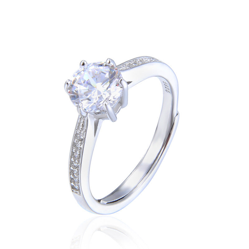 Female Korean Version Of Simple Zircon Jewelry Simulation Diamond Ring