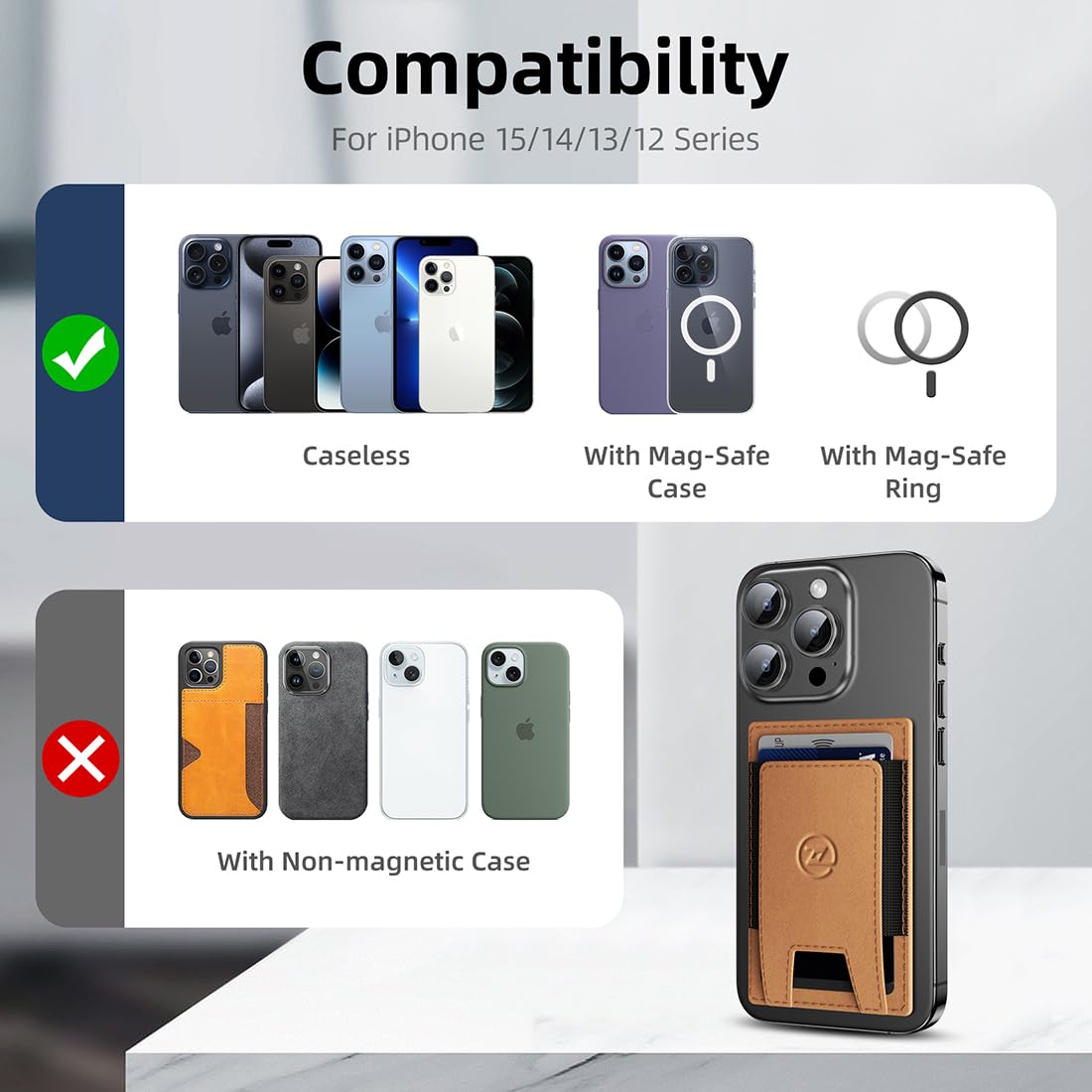 Wallet For Men, 2 In 1 Smart Wallet With Up Card Holder,RFID Blocking Minimalist Leather Wallet Slim Magsafe Wallet