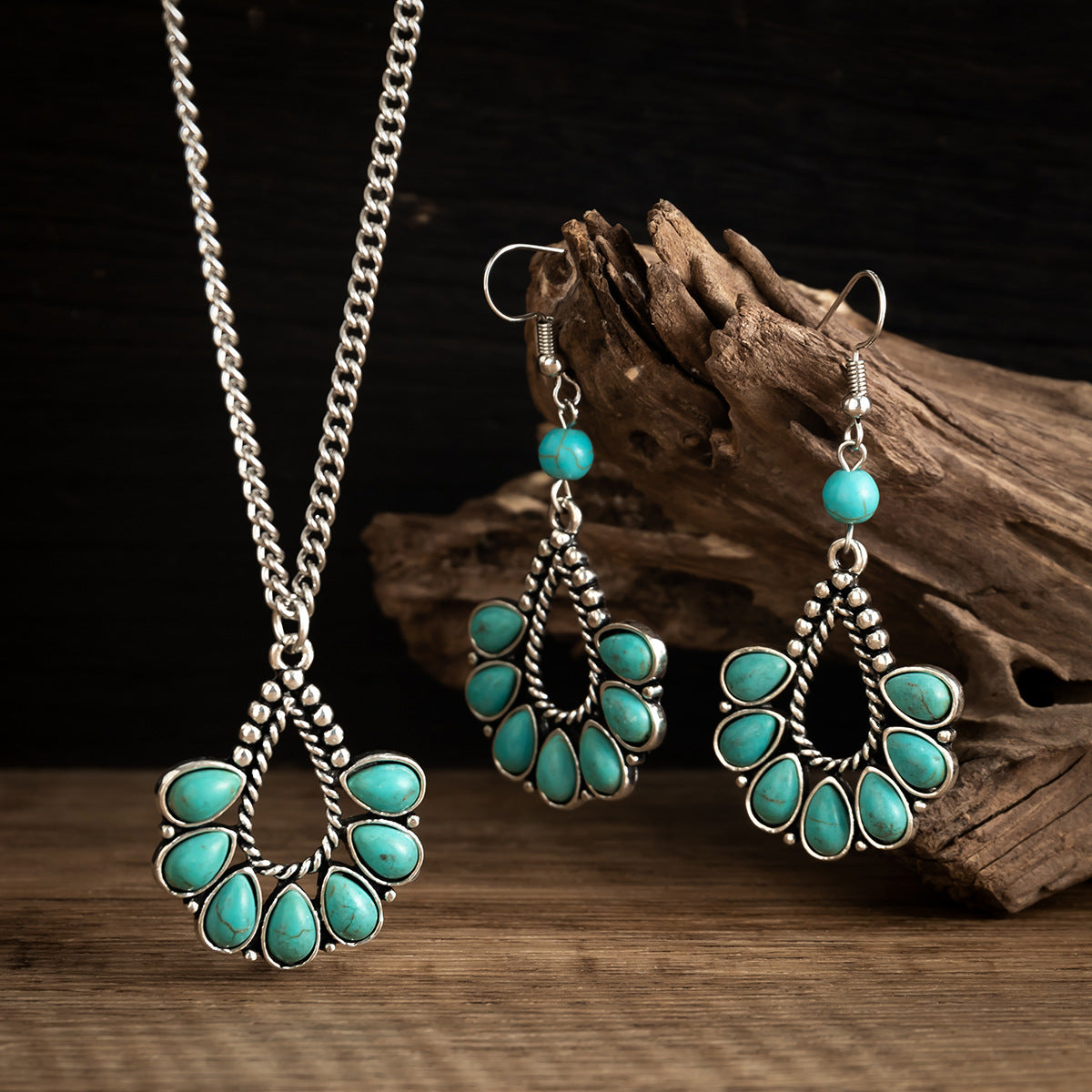 Vintage Water Drop Tassel Necklace Suit