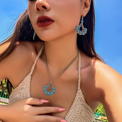 Vintage Water Drop Tassel Necklace Suit