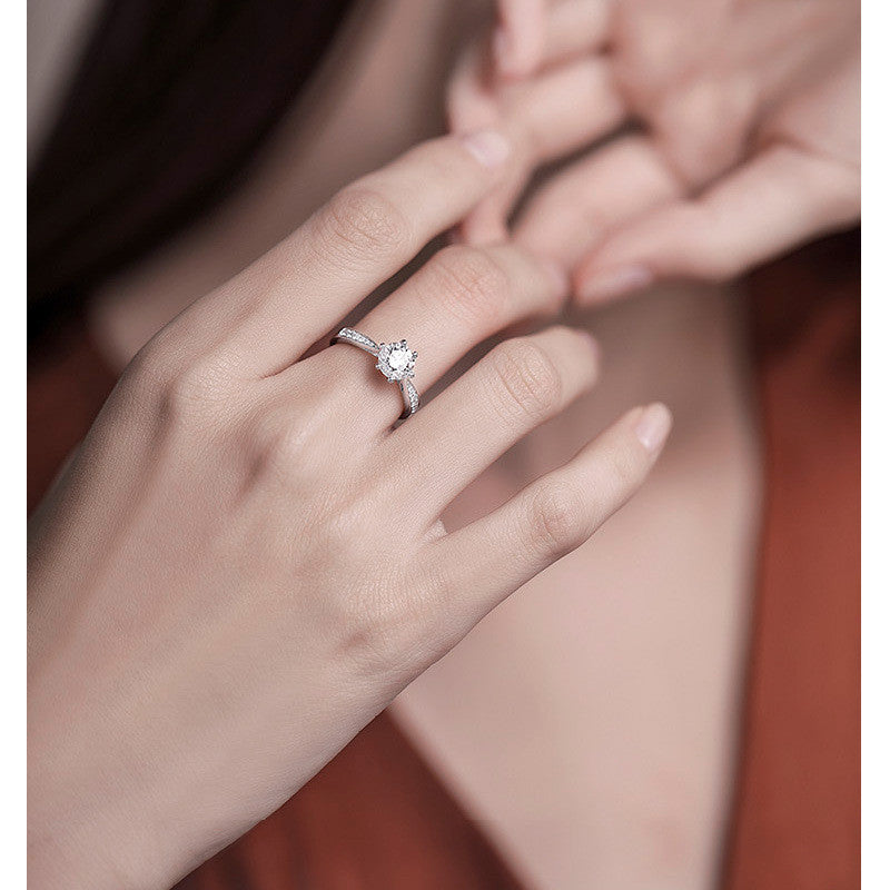 Female Korean Version Of Simple Zircon Jewelry Simulation Diamond Ring