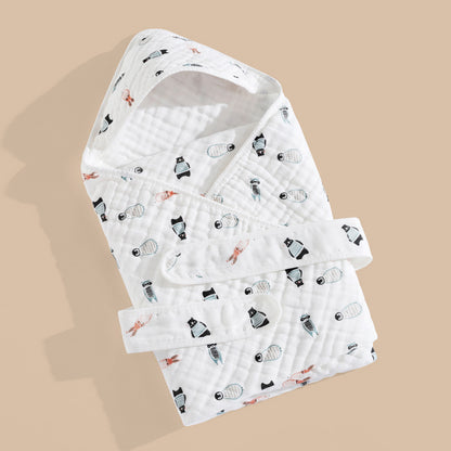 Pure Cotton Gauze Spring Newborn Cotton Hooded Bath Towel Baby Blanket