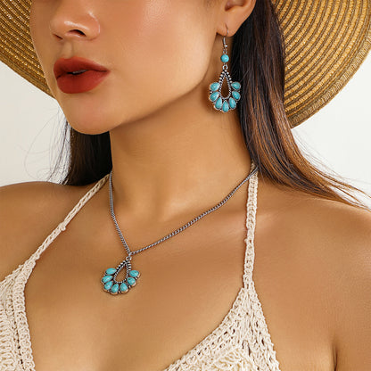 Vintage Water Drop Tassel Necklace Suit